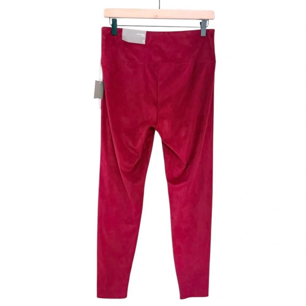 NWT Soft Surroundings Women’s Faux Suede Pull On Ankle Leggings Dark Pink Small‎